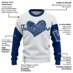 Villanova Wildcats Sweater Customized Heart Sketch Navy White Best Selling