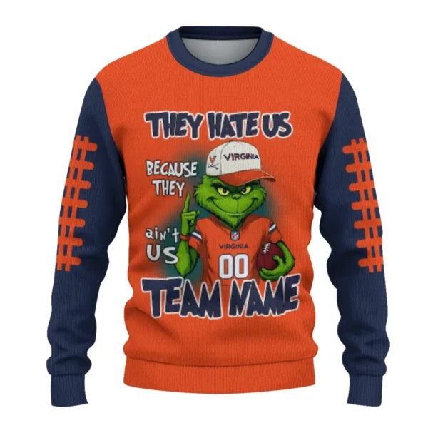 Virginia Cavaliers Sweater Customized Grinch Fierce Blue Best Selling