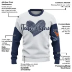 Virginia Cavaliers Sweater Personalized Heart Sketch Blue White Best Selling