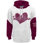 Virginia Tech Hokies Hoodie Custom Scribble Heart Maroon White Best Selling