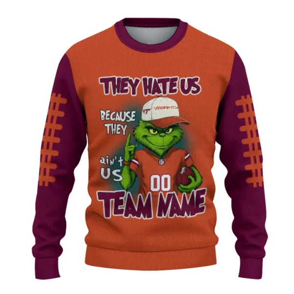 Virginia Tech Hokies Sweater Custom Grinch Fierce Maroon Best Selling