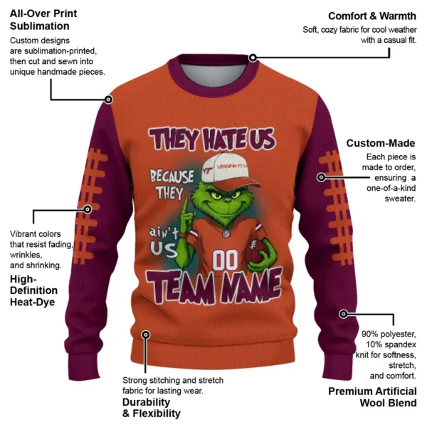 Virginia Tech Hokies Sweater Custom Grinch Fierce Maroon New Arrival