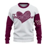 Virginia Tech Hokies Sweater Customized Heart Sketch Maroon White Best Selling