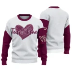 Virginia Tech Hokies Sweater Customized Heart Sketch Maroon White Best Selling
