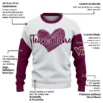 Virginia Tech Hokies Sweater Customized Heart Sketch Maroon White Best Selling