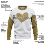Wake Forest Demon Deacons Sweater Personalized Heart Sketch Gold White Best Selling
