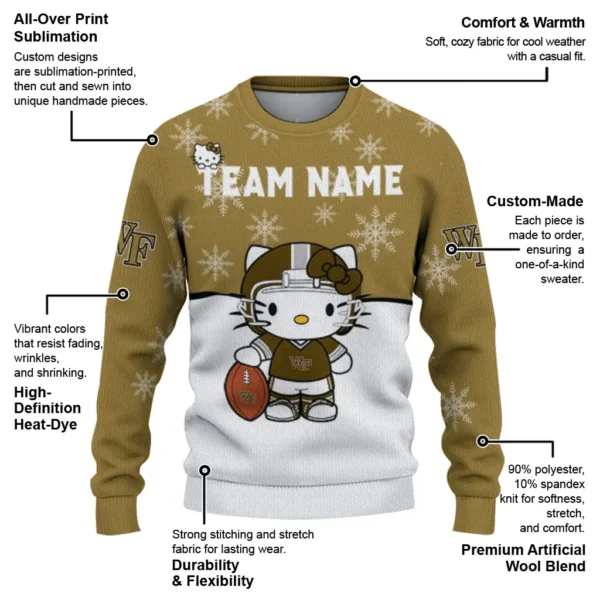 Wake Forest Demon Deacons Sweater Personalized Hello Kitty Gold New Arrival