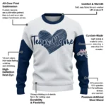 Washington Capitals Sweater Custom Heart Sketch Blue White Best Selling