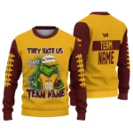 Washington Commanders Sweater Customized Grinch Fierce Burgundy Best Selling