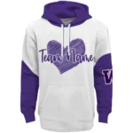 Washington Huskies Hoodie Customized Scribble Heart Purple White Best Selling