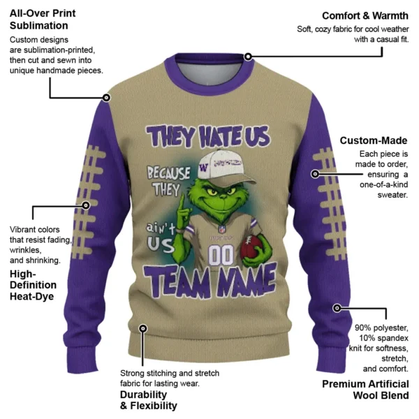 Washington Huskies Sweater Customized Grinch Fierce Purple New Arrival