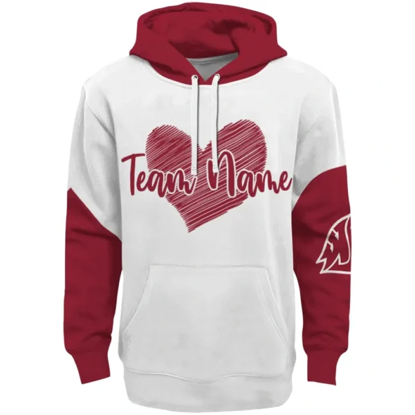 Washington State Cougars Hoodie Personalized Scribble Heart Crimson White Best Selling