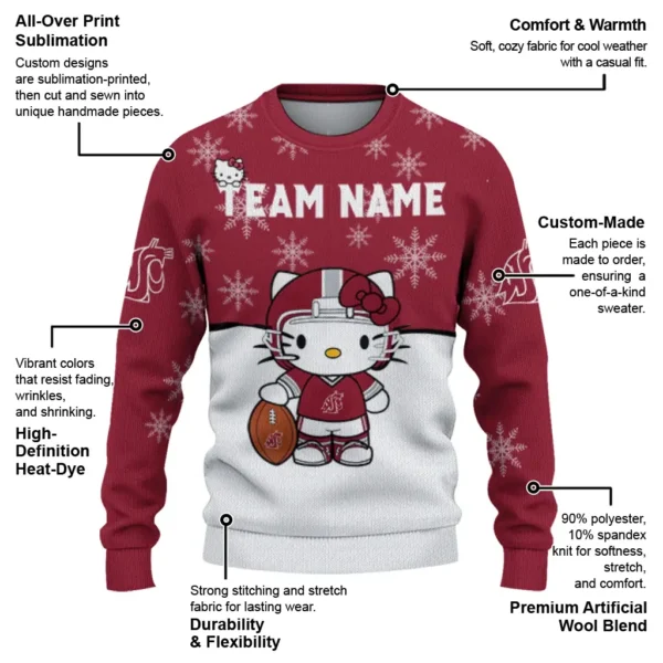 Washington State Cougars Sweater Custom Hello Kitty Crimson New Arrival