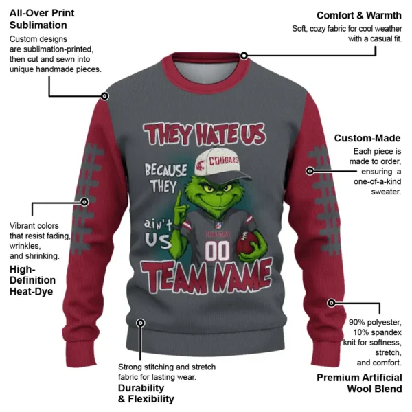 Washington State Cougars Sweater Personalized Grinch Fierce Crimson New Arrival