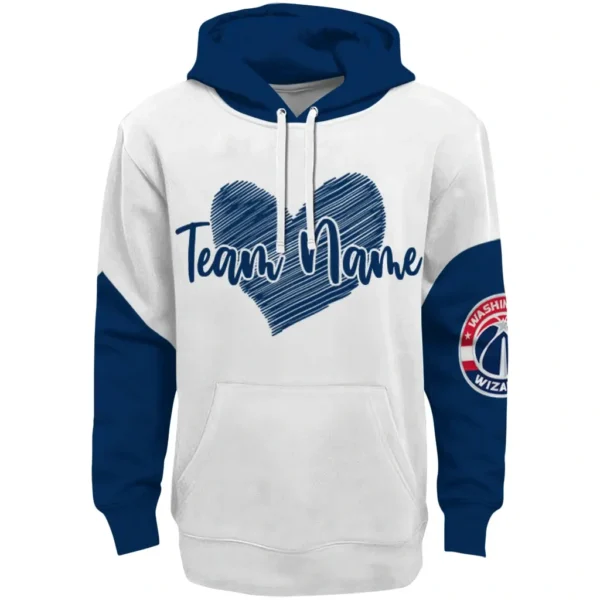 Washington Wizards Hoodie Customized Scribble Heart Blue White Best Selling