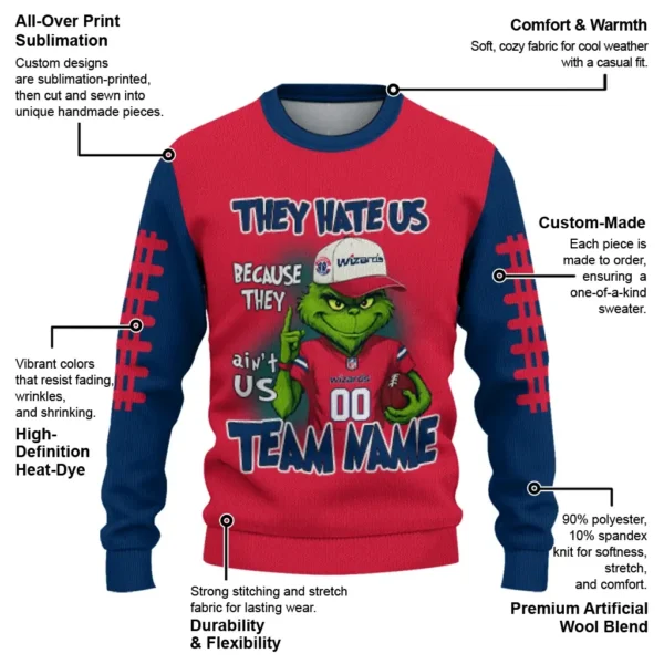 Washington Wizards Sweater Customized Grinch Fierce Blue New Arrival