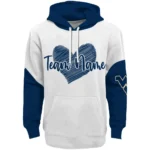 West Virginia Mountaineers Hoodie Custom Scribble Heart Blue White Best Selling