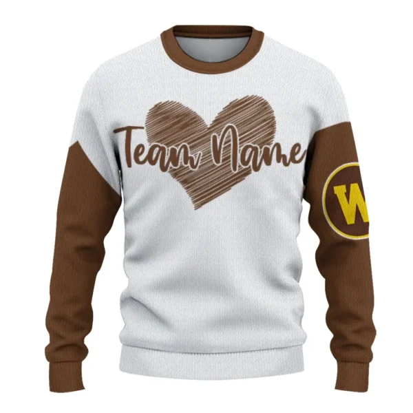 Western Michigan Broncos Sweater Custom Heart Sketch Brown White Best Selling