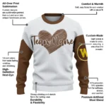 Western Michigan Broncos Sweater Custom Heart Sketch Brown White Best Selling