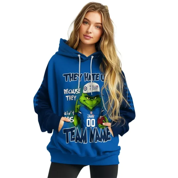 Winnipeg Jets Hoodie Customized Grinch Fierce Blue High Quality