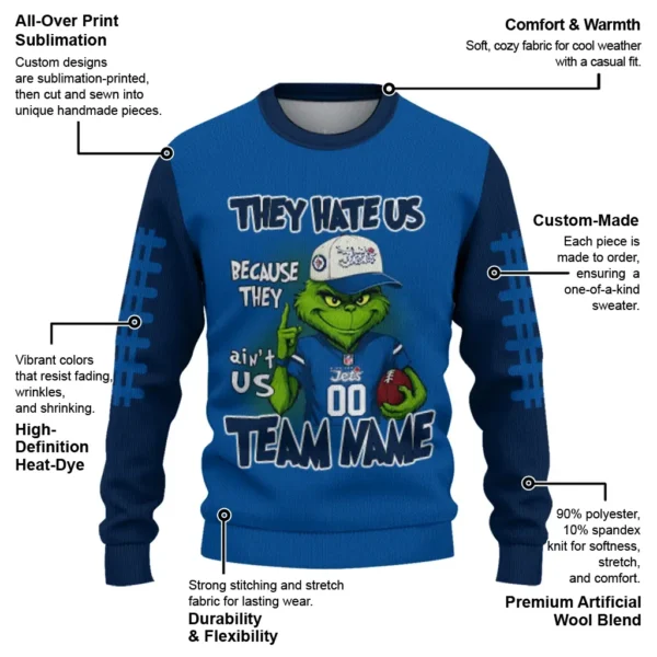 Winnipeg Jets Sweater Custom Grinch Fierce Blue New Arrival