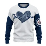 Winnipeg Jets Sweater Customized Heart Sketch Blue White Best Selling