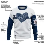 Winnipeg Jets Sweater Customized Heart Sketch Blue White Best Selling