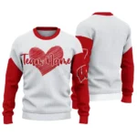 Wisconsin Badgers Sweater Custom Heart Sketch Red White Best Selling