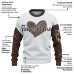 Wyoming Cowboys Sweater Customized Heart Sketch Brown White Best Selling