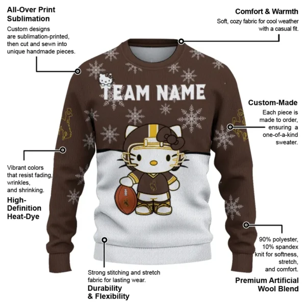 Wyoming Cowboys Sweater Customized Hello Kitty Brown New Arrival