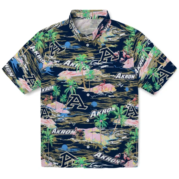 Akron Zips Hawaiian Shirt - Flamingo Retreat