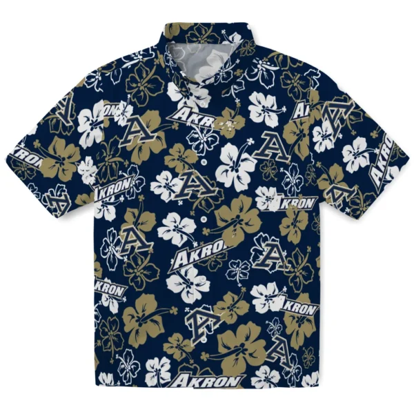 Akron Zips Hawaiian Shirt - Hibiscus Bloom