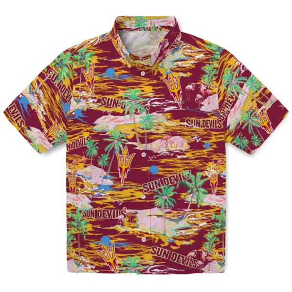 Arizona State Sun Devils Hawaiian Shirt - Flamingo Retreat