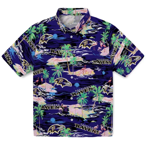 Baltimore Ravens Hawaiian Shirt - Flamingo Retreat