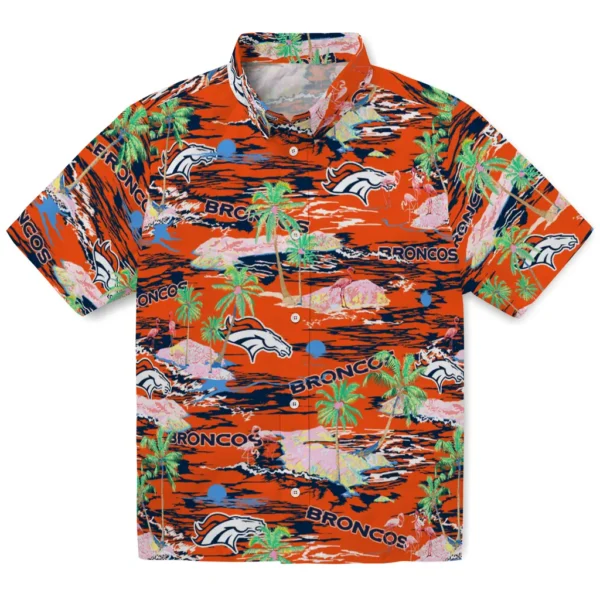 Denver Broncos Hawaiian Shirt - Flamingo Retreat