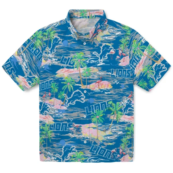 Detroit Lions Hawaiian Shirt - Flamingo Retreat