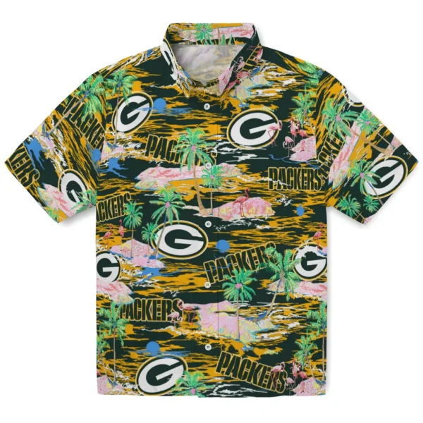 Green Bay Packers Hawaiian Shirt - Flamingo Retreat