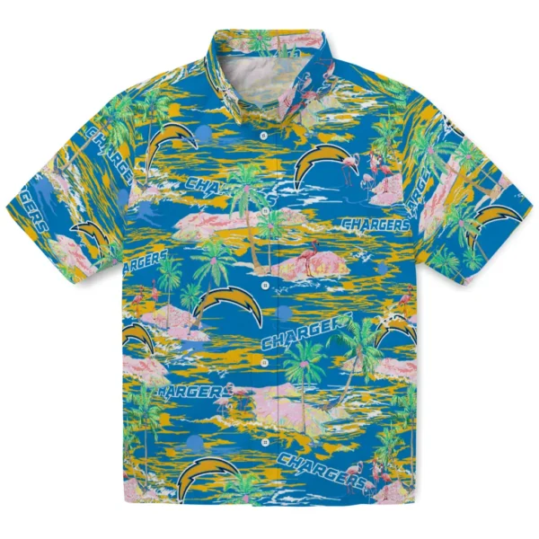 Los Angeles Chargers Hawaiian Shirt - Flamingo Retreat