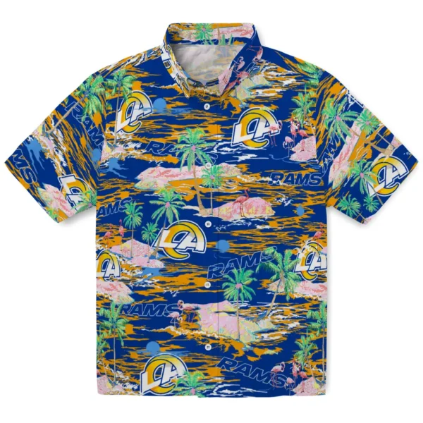 Los Angeles Rams Hawaiian Shirt - Flamingo Retreat