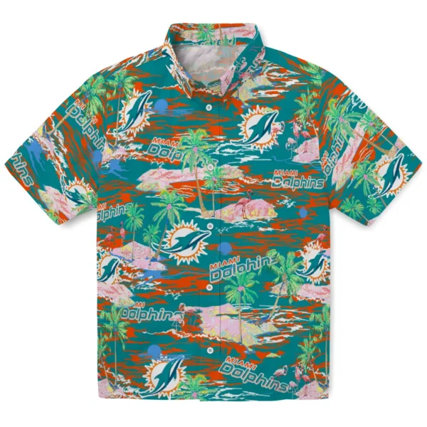 Miami Dolphins Hawaiian Shirt - Flamingo Retreat