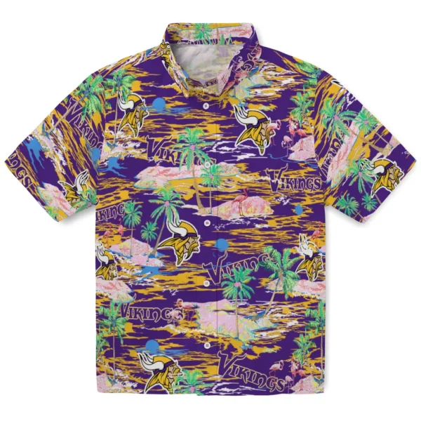 Minnesota Vikings Hawaiian Shirt - Flamingo Retreat