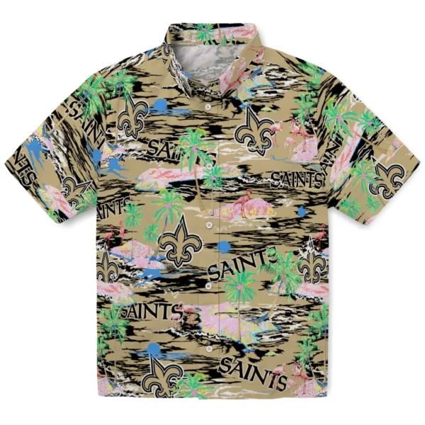 New Orleans Saints Hawaiian Shirt - Flamingo Retreat