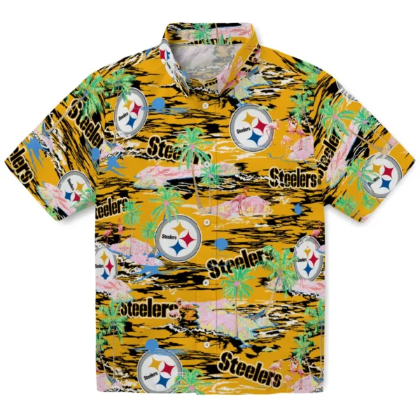 Pittsburgh Steelers Hawaiian Shirt - Flamingo Retreat