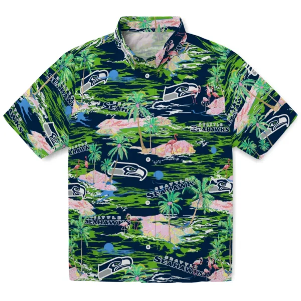 Seattle Seahawks Hawaiian Shirt - Flamingo Retreat