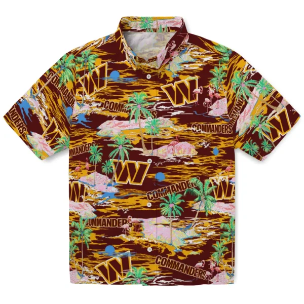 Washington Commanders Hawaiian Shirt - Flamingo Retreat