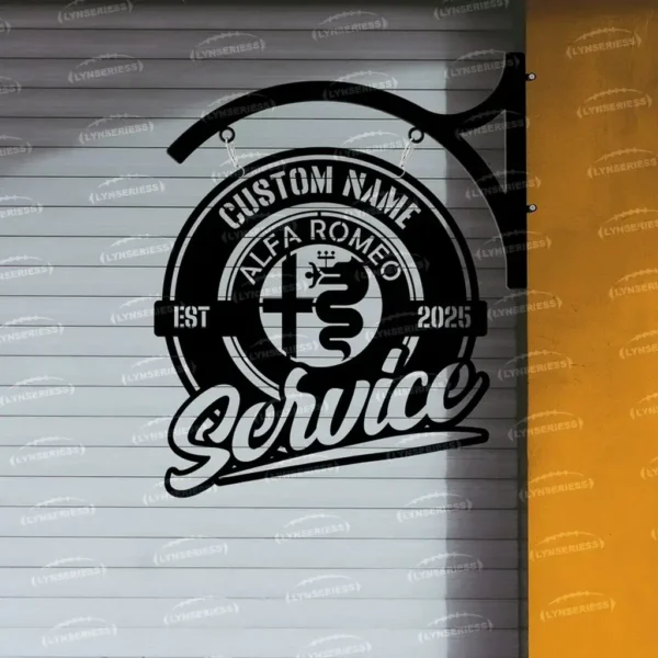Alfa Romeo Metal Sign Bespoke Logo Metal Hanging Sign Car Garage Decor 2