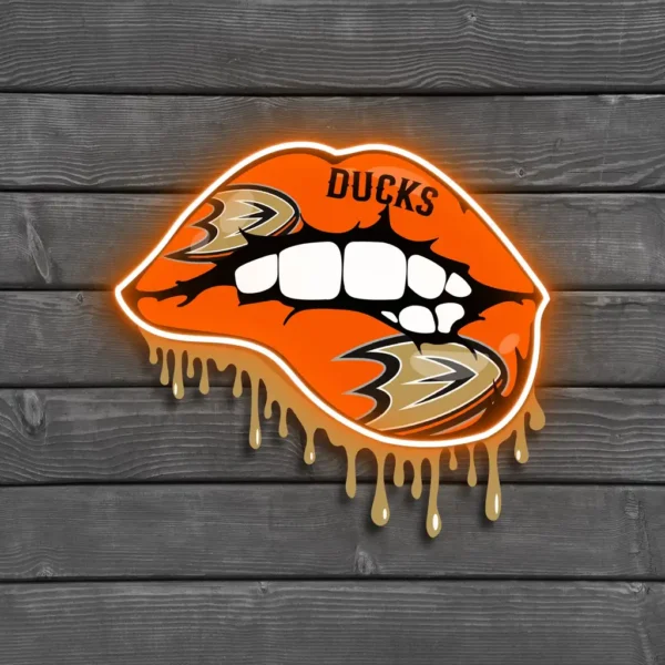 Anaheim Ducks Neon Sign Dripping Lips 2