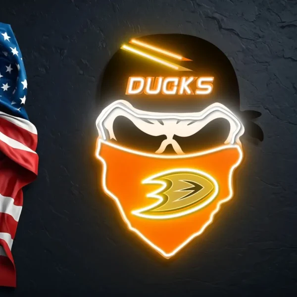 Anaheim Ducks Neon Sign Skull 2
