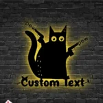 Animals Pets Metal Sign Custom Black Cat 1