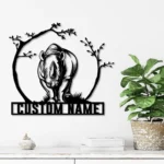 Animals Pets Metal Sign Custom Cute Rhino 1